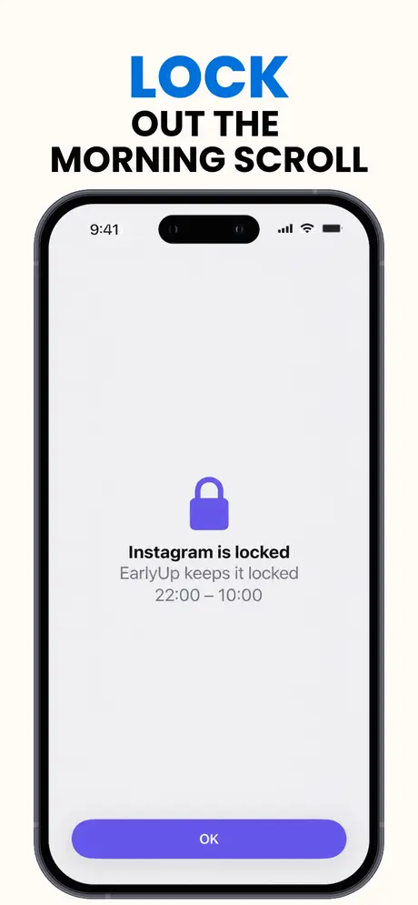 Instagram bloqueado por el bloqueo de apps de EarlyUp durante la ventana matutina
